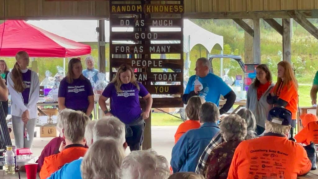 Chaseburg Area Cancer Walk volunteers giving a presentation